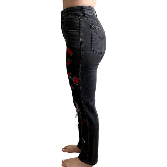 The Ragged Priest Grey Denim Custom Red and Black Snake Design Size 26 - Picture 3 of 5